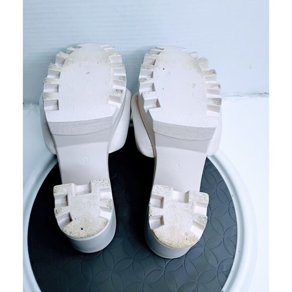 Cape Robbin Womens White Chunky Platform Heel Slide Sandals Size 8 Vegan Leather - Picture 4 of 7